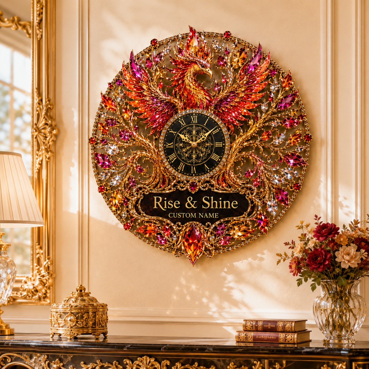 Phoenix Custom Name Wall Clock — personalized with a custom name