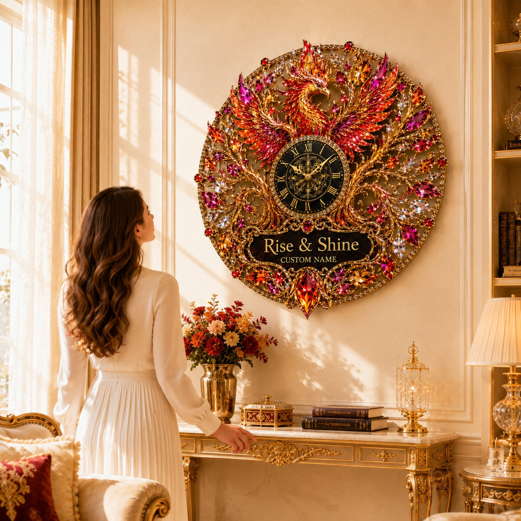 Phoenix Custom Name Wall Clock — personalized with a custom name