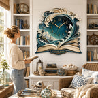 Coastal Book Lovers Personalized Wall Clock — personalized with a custom name