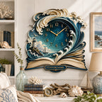 Coastal Book Lovers Personalized Wall Clock — personalized with a custom name