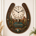 Western ranch homeowner Custom Name Wall Clock — personalized with a custom name
