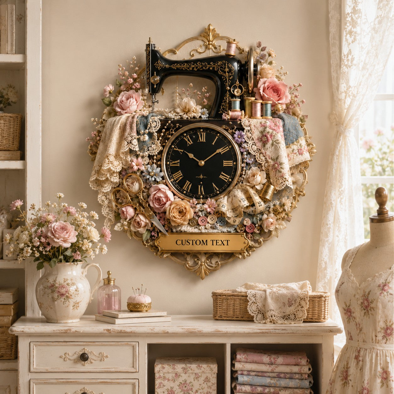 Sewing Custom Name Wall Clock — personalized with a custom name