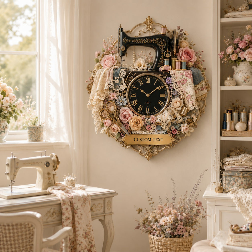 Sewing Custom Name Wall Clock — personalized with a custom name