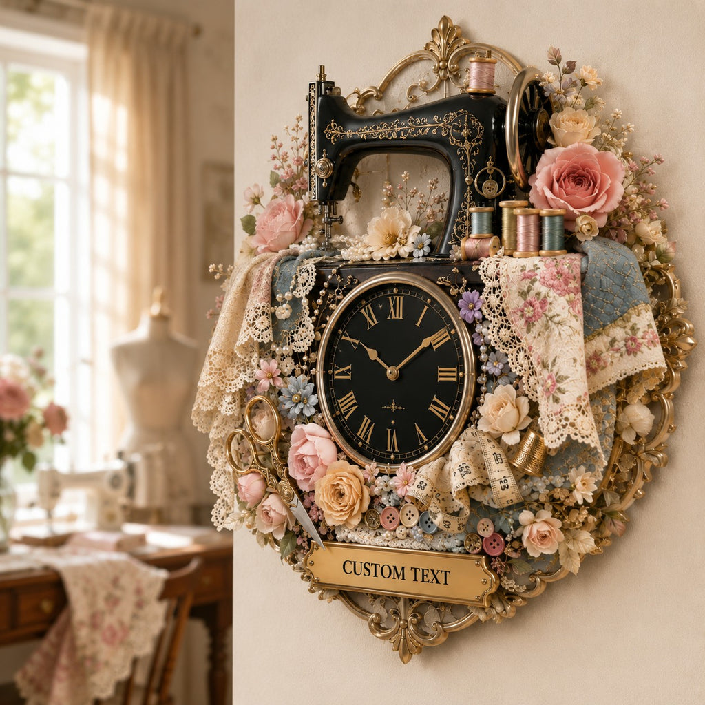 Sewing Custom Name Wall Clock — personalized with a custom name