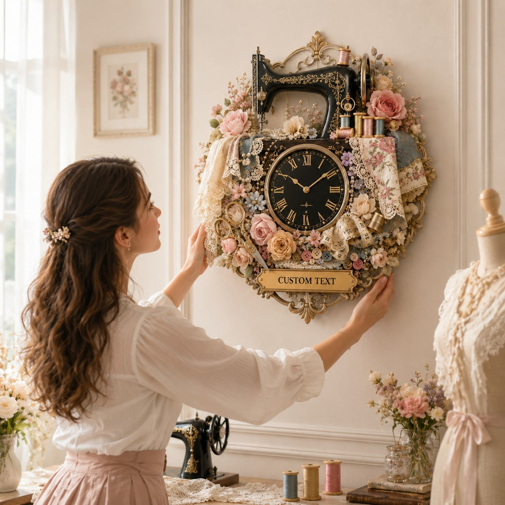 Sewing Custom Name Wall Clock — personalized with a custom name