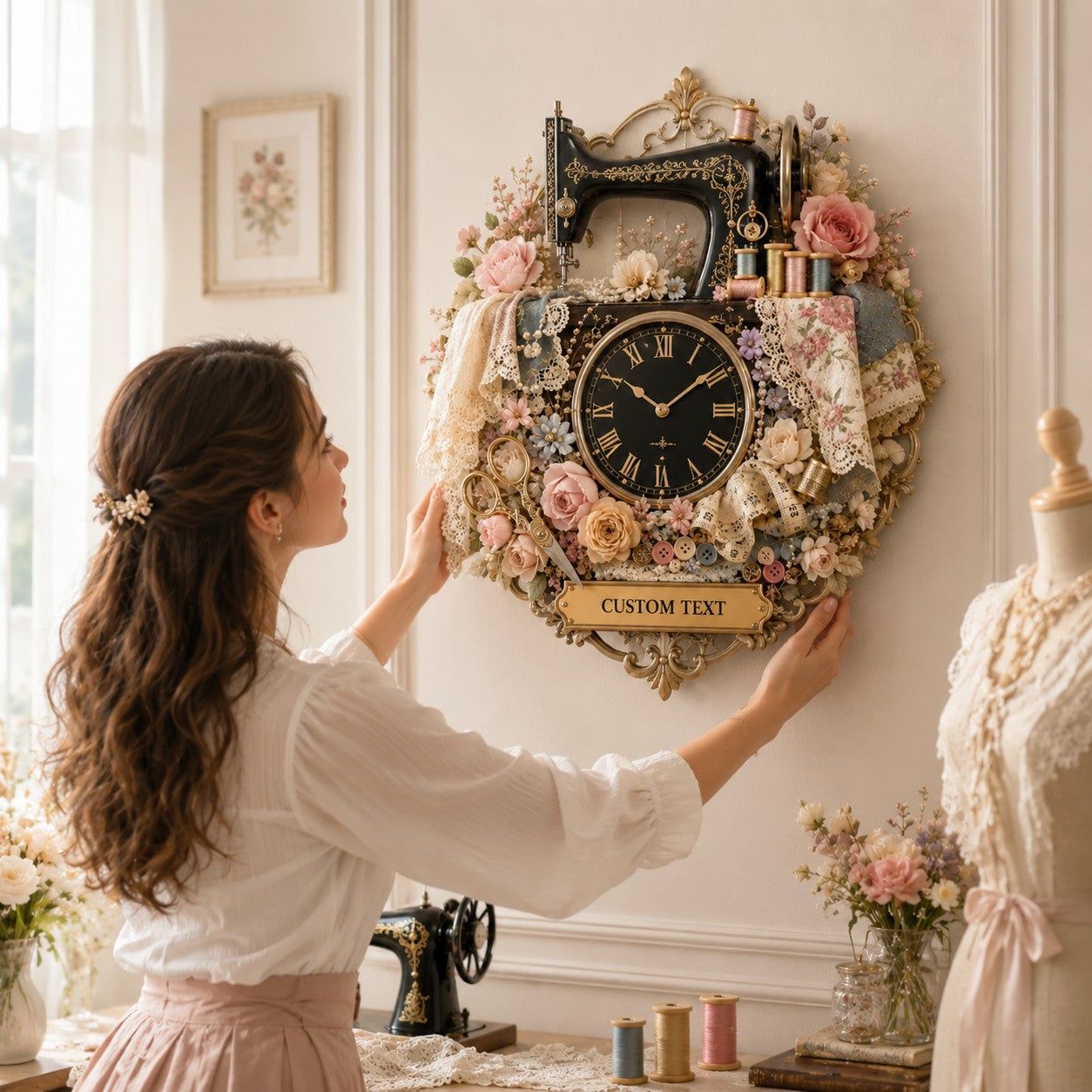 Sewing Custom Name Wall Clock — personalized with a custom name