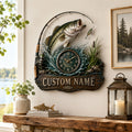Bass fishing Custom Name Wall Clock — personalized with a custom name