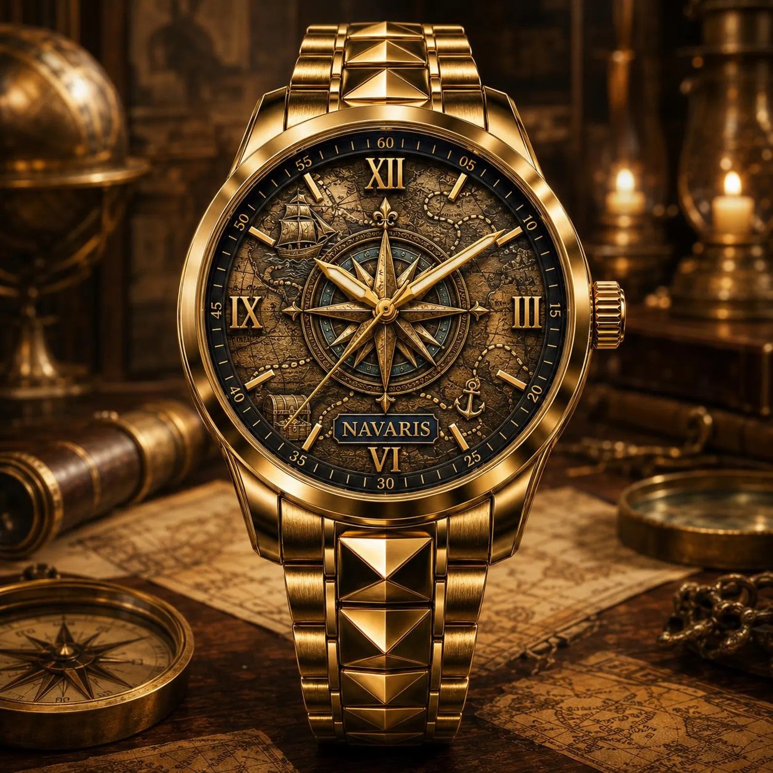 Custom Nautical Compass Watch — personalized with a custom name