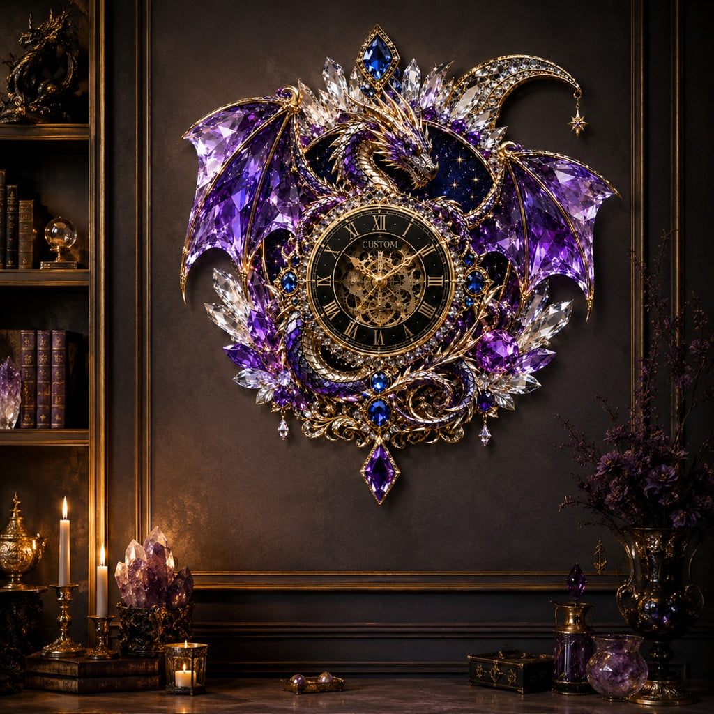 Dragon lover gift Custom Name Wall Clock — personalized with a custom name