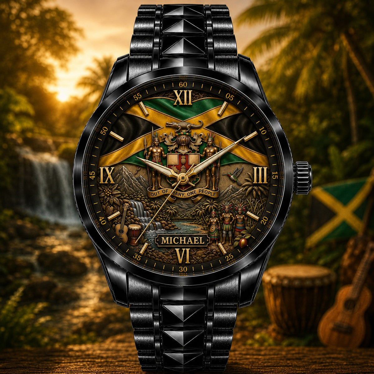 Custom Jamaica Pride Watch — personalized with a custom name