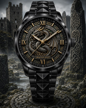 Personalized Dragon Knot Watch with Custom Name - Men's & Women's, Leather or Metal Strap - Gift