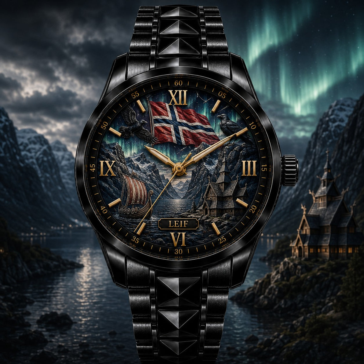 Custom Norwegian Heritage Watch — personalized with a custom name