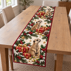 Meerkat Pistachio Toy Gift printed Christmas quilted table runner; design mockup showing a flat printed depth effect.