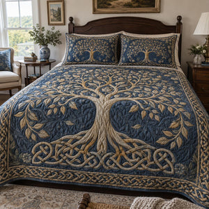 Midnight Celtic Tree 3-Piece Quilted Bedding Set