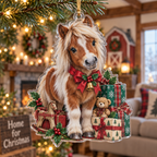 Miniature Pony Acrylic Christmas Ornament — digital product visualization