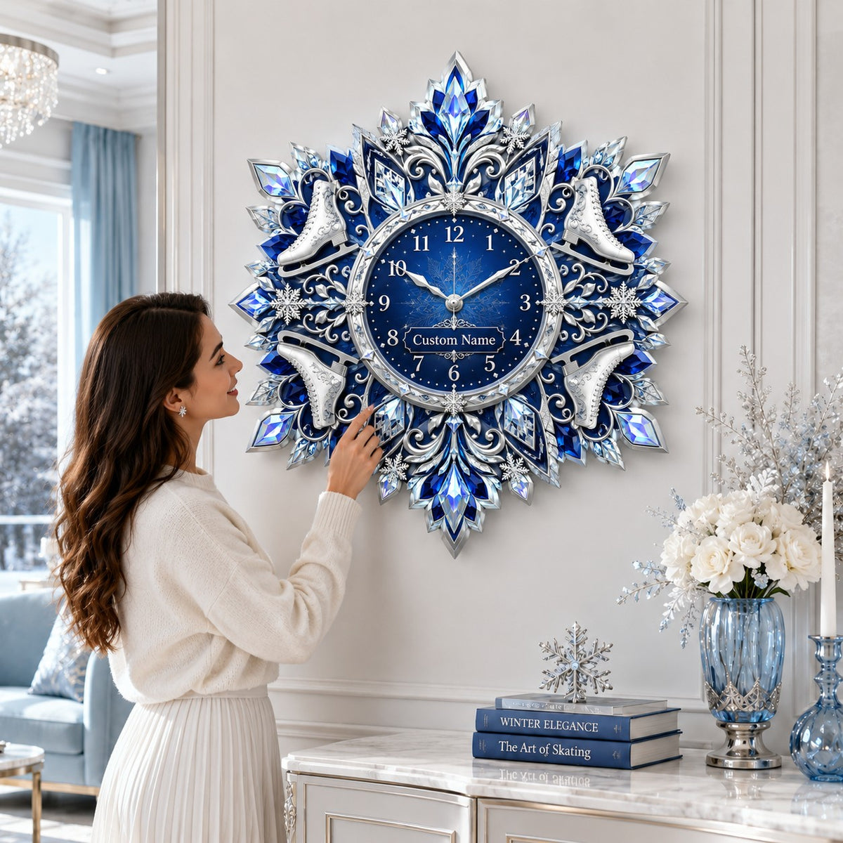 Personalized figure skating wall clock — personalized with a custom name