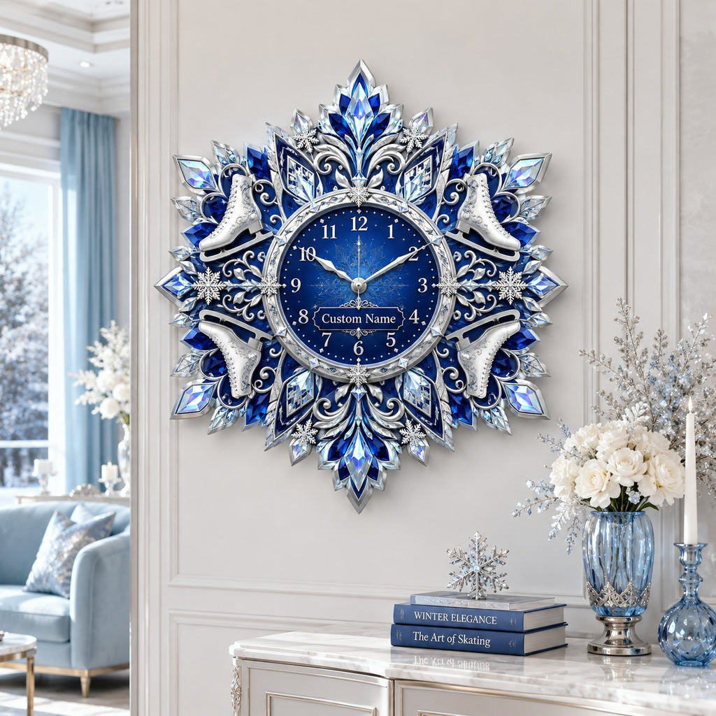 Personalized figure skating wall clock — personalized with a custom name