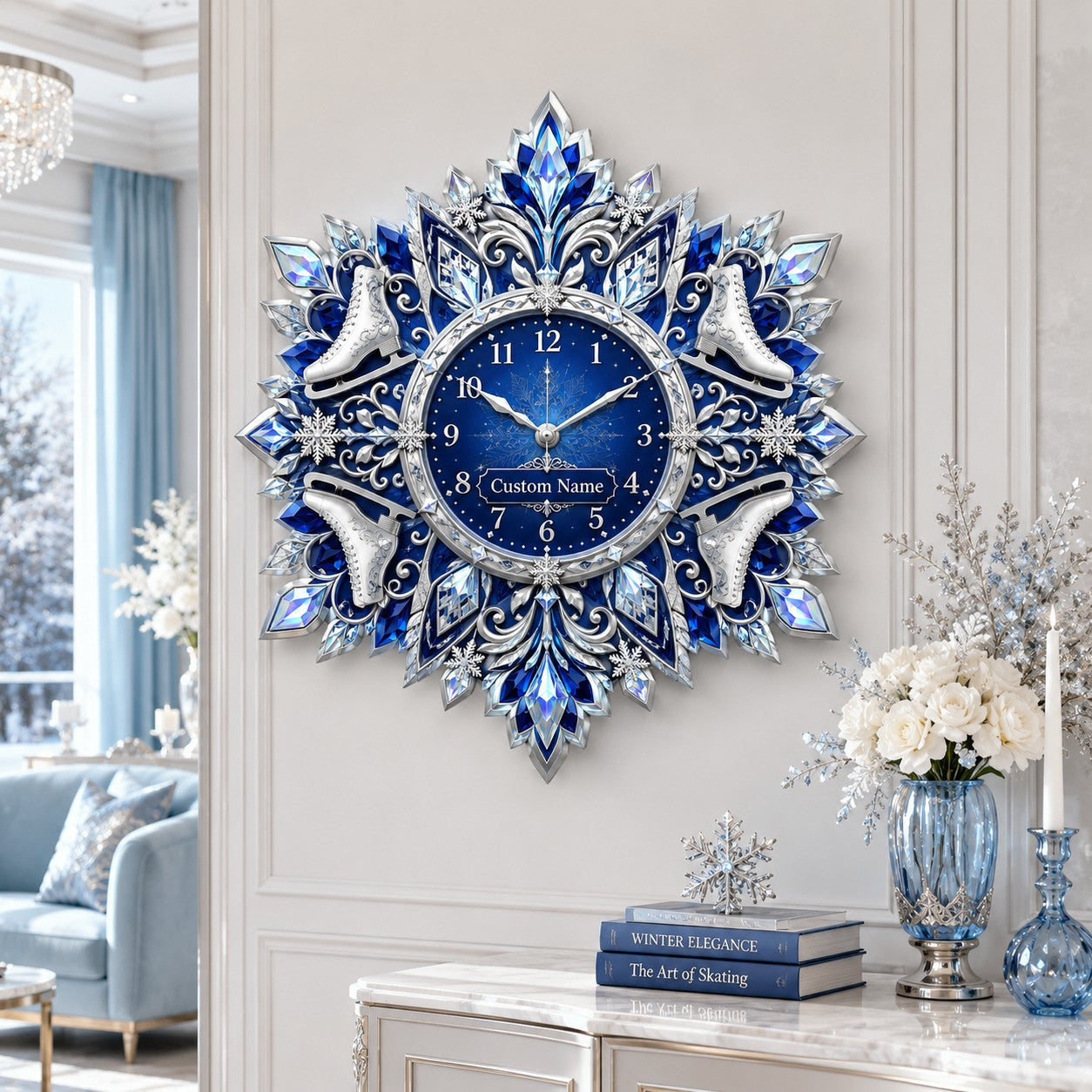 Personalized figure skating wall clock — personalized with a custom name