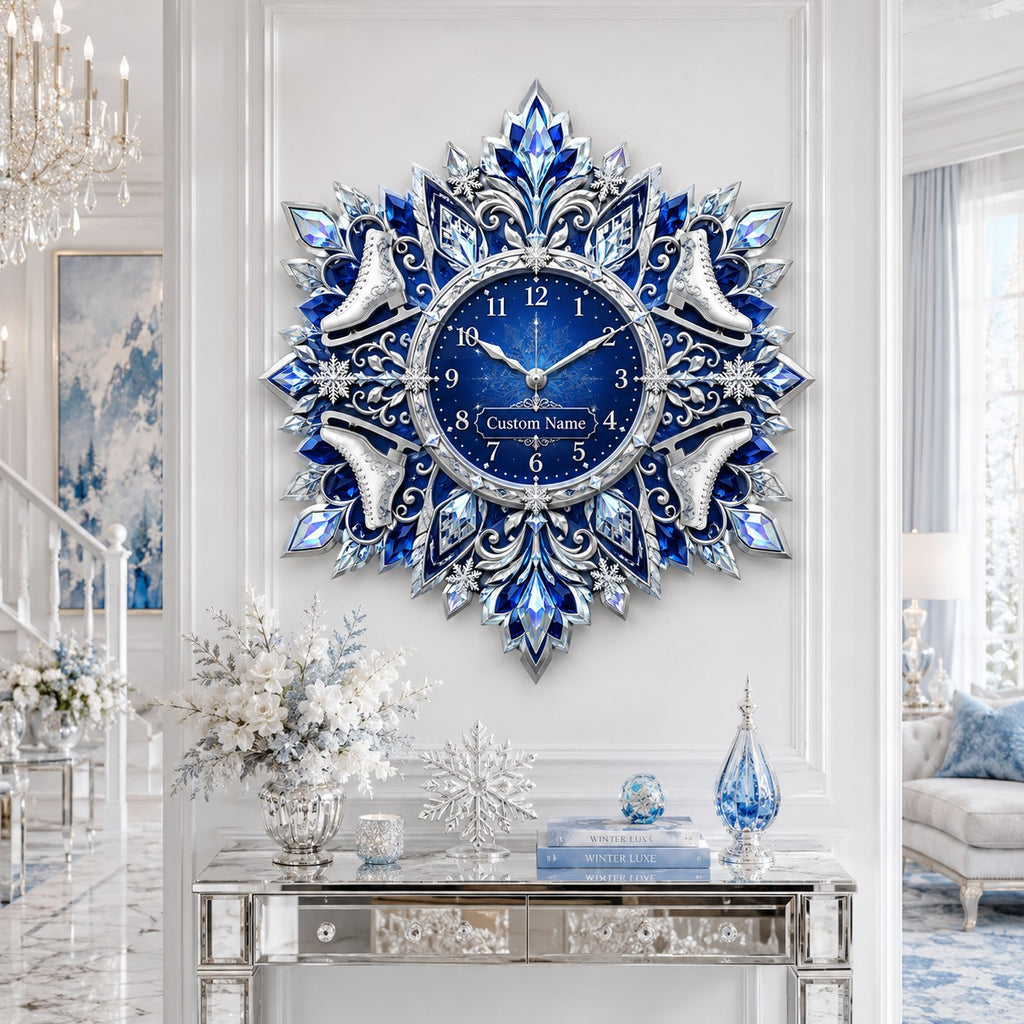 Personalized figure skating wall clock — personalized with a custom name