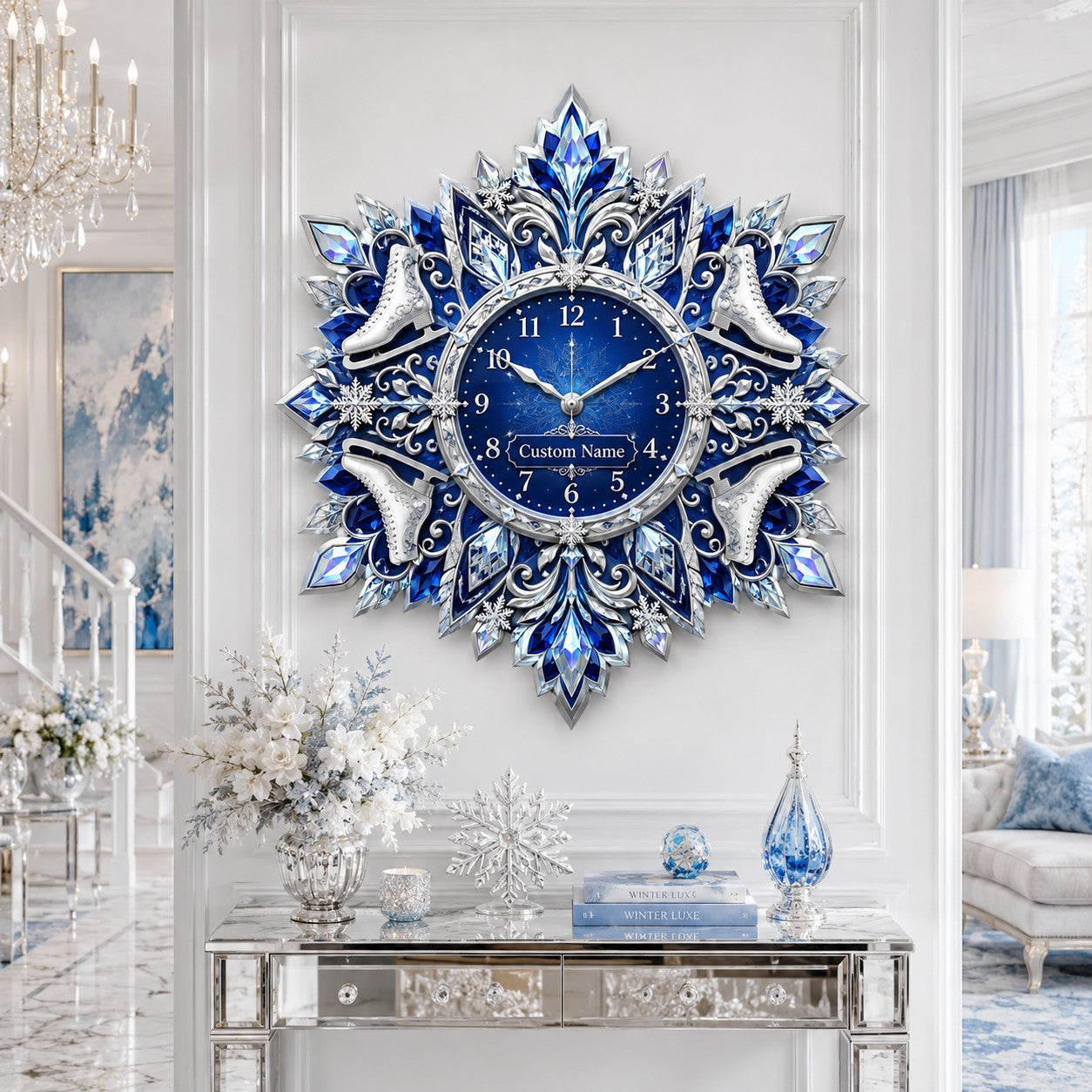 Personalized figure skating wall clock — personalized with a custom name
