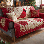Cardinal Poinsettia Christmas Sofa Cover design