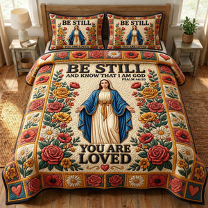 Mother Mary Be Still 3-Piece Quilted Bedding Set