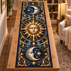 Sun and moon table runner with printed optical 3D artwork