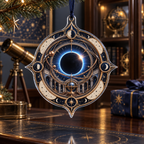 Solar Eclipse Collector Keepsake Custom Shape Ornament with flat printed optical 3D solar eclipse in sapphire black platinum gold smoky white and bronze