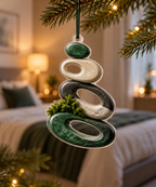 Moss and Stones Bedroom Ornament with flat printed optical 3D jade moss, travertine stones and geometric path