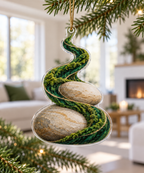 Moss and Stones Living Room Ornament with flat printed optical 3D malachite moss, sandstone and receding riverbed