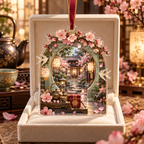One christmas ornament with an original Sakura Welcome Lantern Courtyard, hospitality gifts, opal lanterns and deep garden paths.