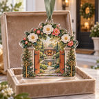 One christmas ornament with an original Camellia Hearthgate Welcome Garden, monumental flowers, key arches and luminous new-home depth.