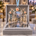 One christmas ornament with an original Camellia Floating Gallery Arcade, floating frames, bird panels and luminous apartment depth.
