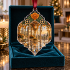One christmas ornament with an original Marigold Prism Salon, jewel arches, brass rings and deep conversation-terrace perspective.