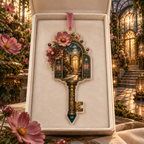 One christmas ornament with an original Cosmos Hearthkey Conservatory, layered flowers and luminous botanical-studio depth.