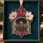 One christmas ornament with an original Cosmos Floating Salon Gallery, specimen flowers and luminous collector-gallery depth.