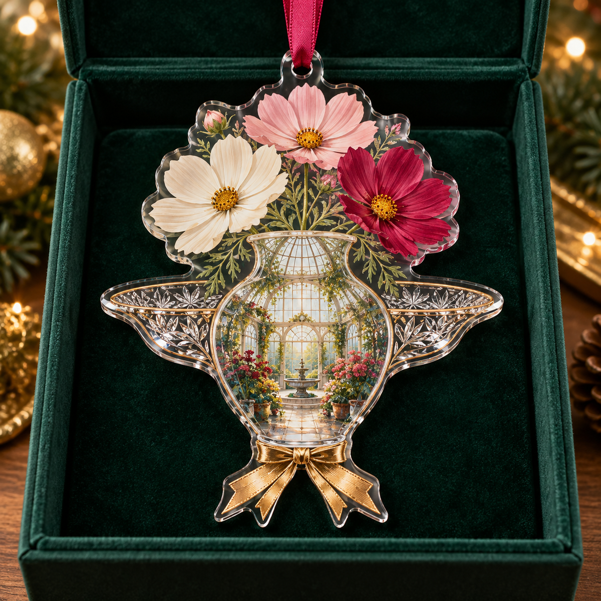 One christmas ornament with an original Cosmos Welcome Table Gratitude Conservatory and luminous hospitality depth.