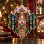One christmas ornament with an original Orchid Curator Crystal Cabinet and deep collector-gallery illusion.