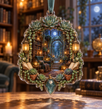 One christmas ornament with an original Succulent Lanternleaf Reading Grotto and deep moonlit illusion.