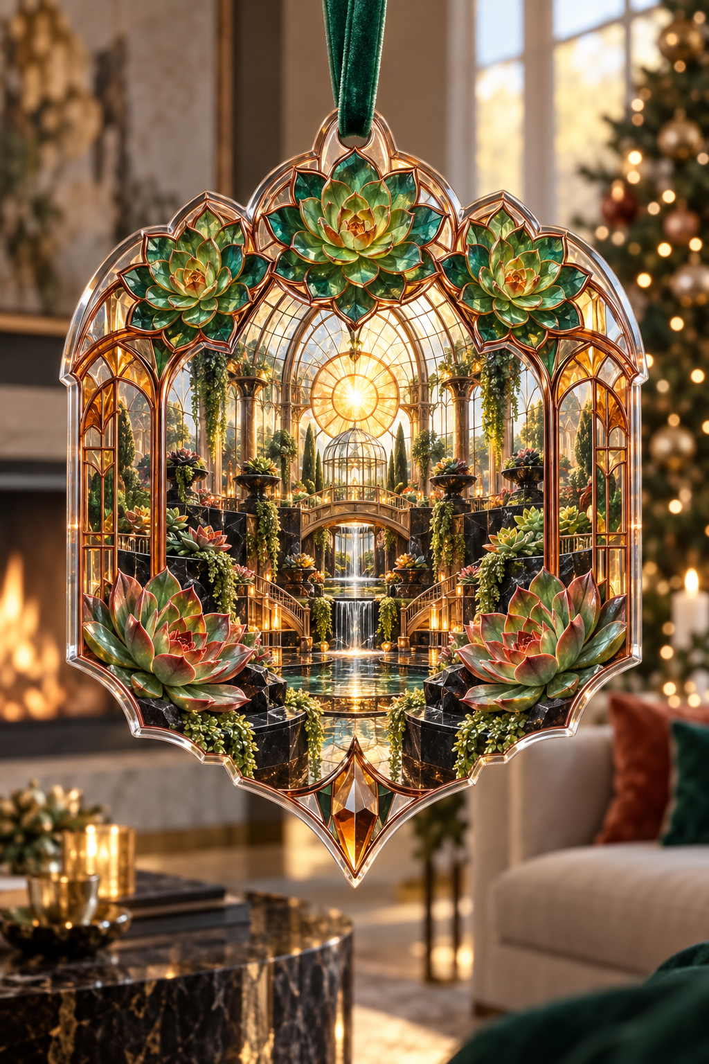 One christmas ornament with an original Succulent Sunvault Grand Salon and deep biophilic illusion.