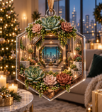 One christmas ornament with an original Succulent Shadowbox Mosaic Loft and maximum optical depth.