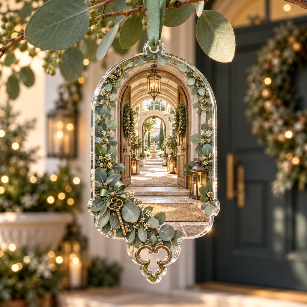 One christmas ornament with an original Eucalyptus Hearthkey Welcome Conservatory and deep housewarming illusion.