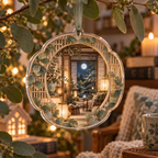 One christmas ornament with an original Eucalyptus Hushlight Paper Pavilion and deep quiet-corner illusion.