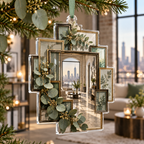 One christmas ornament with an original Eucalyptus Prismframe Loft Salon and deep apartment-gallery illusion.