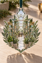 One christmas ornament with an original Herb Garden Vertex Glasswork Studio and deep professional botanical-studio illusion.