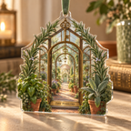 One personalized christmas ornament with THE PARKERS integrated into an original Herb Garden Hearthkey Conservatory and maximum-depth printed illusion.