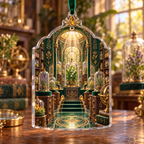 One christmas ornament with an original Herb Garden Aureate Herbarium Vault and maximum-depth printed illusion.