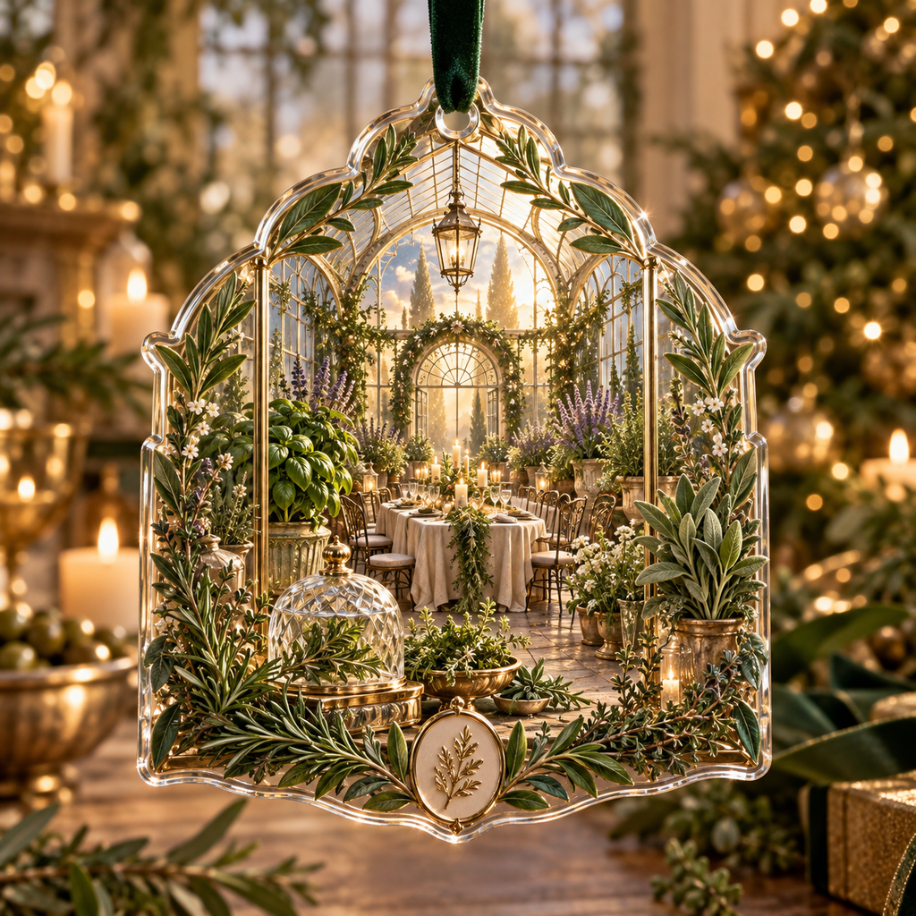One christmas ornament with an original Herb Garden Gilded Supper Conservatory and maximum-depth printed illusion.