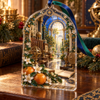 One christmas ornament with an original Citrus Blossom Atlasglass Study Atrium and maximum-depth printed illusion.