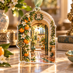 One christmas ornament with an original Citrus Blossom Keylight Welcome Courtyard and maximum-depth printed illusion.